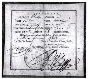Verso de um cartão de segurança, 1808 (caneta e tinta no papel) de French School
