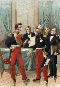 Revolução de Julho de 1830: "Você é o melhor das repúblicas" frase dita por La fayette (Lafayette) ao Duque de Orleans, que se tornou Louis Philippe I (1773-1850), rei dos franceses, a 26 de Julho de 1830. de French School