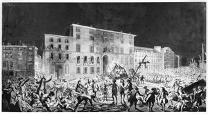Riot em Lyon, 27 de novembro de 1768 (tinta e papel) de French School