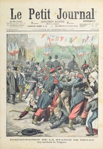 Motim em Treguier na inauguração de uma estátua de Renan, capa ilustração de &39;Le Petit Journal&39;, 27 de setembro de 1903