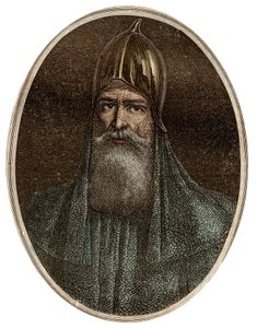 Riourik (Riurik, Rurik Rouri) príncipe varegue do século IX - Retrato de Rurik, chefe Varangiano e fundador de Kievan Rus (ca. 830-ca. 879) - Nova Enciclopédia Nacional de Maurice La Charest - 1870 - de French School