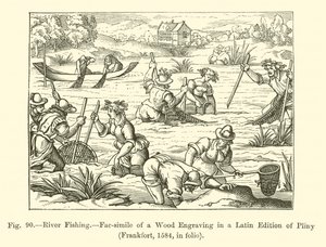 Pesca no rio (gravura) de French School