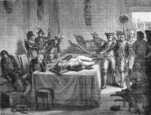 Robespierre Esperando por Execução Tendo Disparado na Própria Mandíbula em 1794 de French School