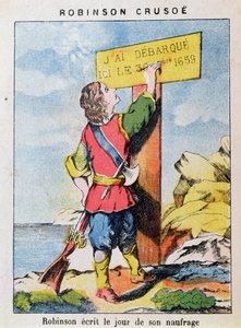 Robinson Crusoe escreve a data do naufrágio de French School