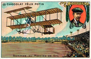 Roger Sommer voando no Spa Aviation Meeting, Bélgica de French School