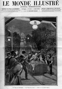 Rollercoaster, na festa de Neuilly sur Seine, julho de 1888. Capa do jornal "The Illustrous World". de French School
