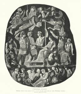 Cameo onix romano retratando a apoteose do imperador Augusto (gravura) de French School
