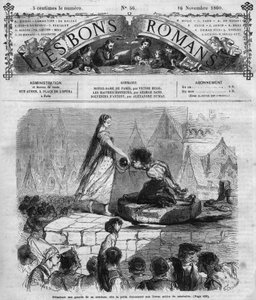 Série romana: "Notre Dame de Paris" de Victor Hugo (1802-1885). Quasimodo e Esmeralda. Gravação em "Les bons romances". de French School