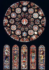 Janelas de rosa e lanceta da parede sul, c.1224 de French School