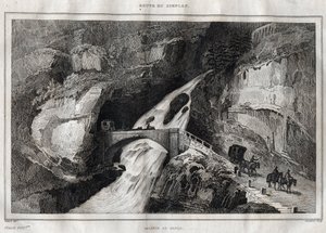 Route du Simplon - Gravura de "Picturesque Italy" de M. de Norvins, Ch. Nodier 1834-1836. de French School