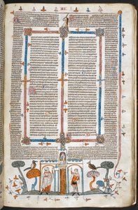 Royal MS 10 E IV, f.209r, The Painter and the Devil, de Decretals of Gregory IX com brilho de Bernard de Parma (os 