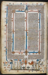 Royal MS 10 E IV, f.209v, The Painter and the Devil, de Decretals of Gregory IX com brilho de Bernard de Parma (os 