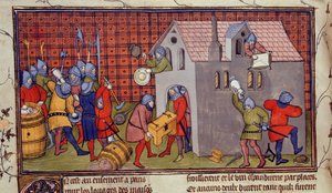 Royal MS 20 CVII f.41v, Saque de uma casa (vellum) de French School