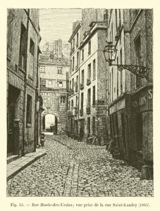Rue Haute-des-Ursins; vista tirada da rue Saint-Landry, 1865 de French School
