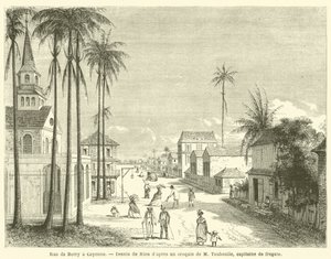 Rue de Berry em Caiena (gravura) de French School