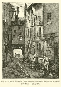 Pista do Arco Popin, demolida antes de 1840; dapres uma aguarela de Goblain de French School