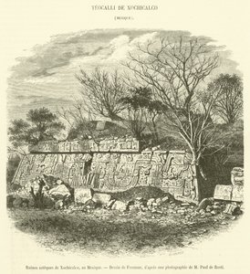 Ruínas astecas de Xochicalco, México (gravura) de French School