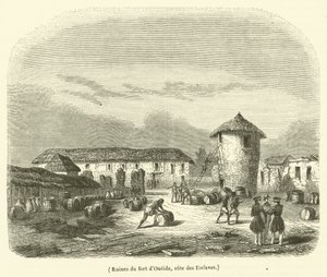Ruínas do forte de Oueida, cote des Esclaves (gravura) de French School