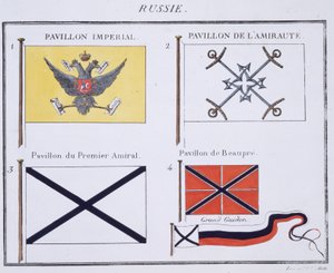 Bandeiras russas, de um livro francês de bandeiras, c.1819 de French School