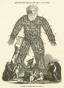 Sacrifício humano entre os Gauleses (gravura) de French School