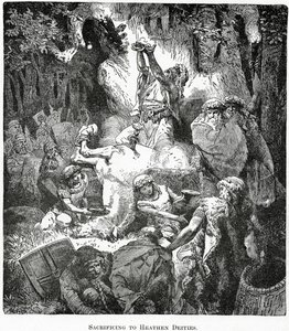 Sacrificando-se às Deidades pagãs, c.1890 de French School