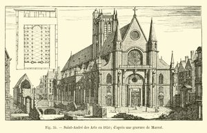 Saint-Andre des Arts em 1650; depois de uma gravura Marrot de French School