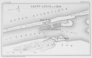 Saint-Louis em 1854, ilustração de "Le Senegal ...", de Louis Leon Faidherbe, 1854 de French School