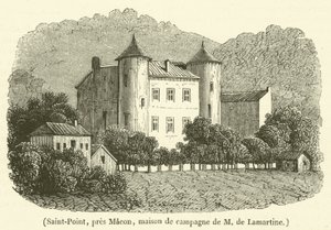 Saint-Point, perto de Macon, casa de campo de M de Lamartine (gravura) de French School