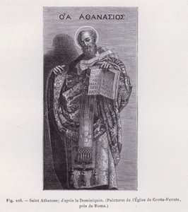 Santo Atanásio; depois do Dominiquim, Pinturas da Igreja de Grotta-Ferrata, perto de Roma (gravura) de French School