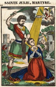 Santa Júlia, martírio, imagem espinhal do século XIX. de French School