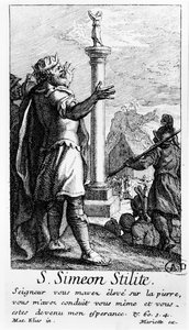 Saint Simeon Stylite na sua coluna de French School