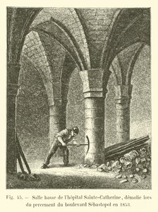 Sala inferior do Hospital Sainte-Catherine, demolida durante a avenida sebastopol em 1853 de French School