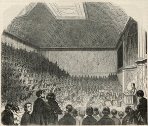 Salle des cours au College de France à Paris au 19eme century - Gravação em "Tableau-de-Paris" de Edmond Texier 1852 de French School