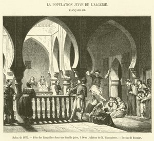 Salão de 1870, Festa de noivado numa família judaica, Oran (gravura) de French School