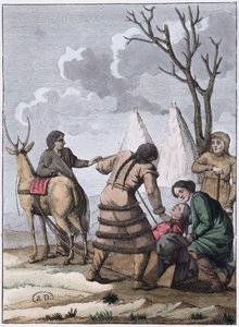 Samoyede casamento, 1811 (gravura a cores) de French School