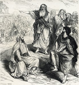 Samuel mostrando aos israelitas os perigos de ter uma gravura do rei de Lahure, colecção privada do século XIX de French School