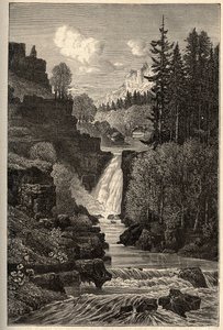 Saut du Doubs (cascata de calhas) Franche-Comte - gravação em "PATRIE" - DESCRIÇÃO PECTURESSE DE LA FRANCE EN 6 VOLUES BY LUCIEN HUARD - final do século XIX de French School