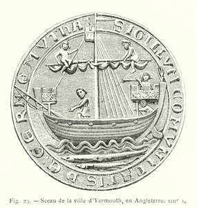 Selo da cidade de Yarmouth, Inglaterra, século XIII (gravura) de French School