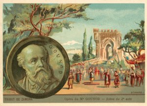 Cena da ópera de Charles Gounod Le Tribut de Zamora (chromolitho) de French School