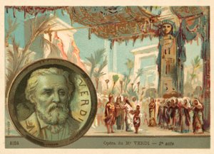 Cena da ópera Aida (chromolitho) de Giuseppe Verdi de French School