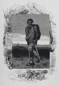 Cena de Les Miserables, de Victor Hugo: Jean Valjean (gravura) de French School
