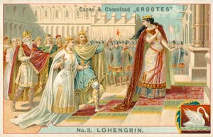 Cena da ópera Lohengrin (chromolitho) de Richard Wagner de French School