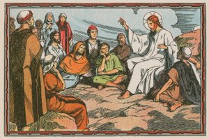Cena da vida de Jesus (gravura colorida) de French School