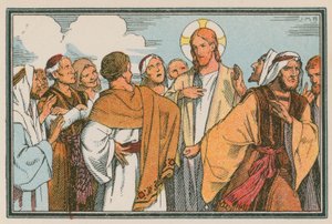 Cena da vida de Jesus (gravura colorida) de French School