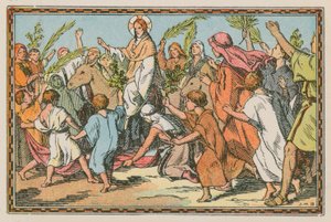 Cena da vida de Jesus (gravura colorida) de French School