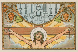 Cena da vida de Jesus (gravura colorida) de French School