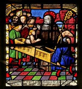 Cena da vida de St Giles: ele ressuscita o filho de Clotaires de French School