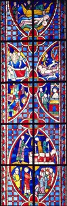 Cena da vida de São Vicente, 1245-7 (vidro pintado e manchado) de French School