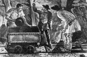 Cena em uma mina de carvão, ilustração de Germinal por Emile Zola (1840-1902), 1886 de French School