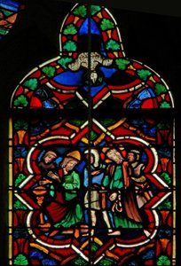 Cena na janela E retratando Pilatos lavando as mãos; a pomba do Espírito Santo de French School